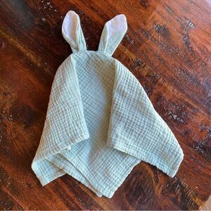Lalo Bunny Ear Baby lovie tiny blanket 100% cotton green
